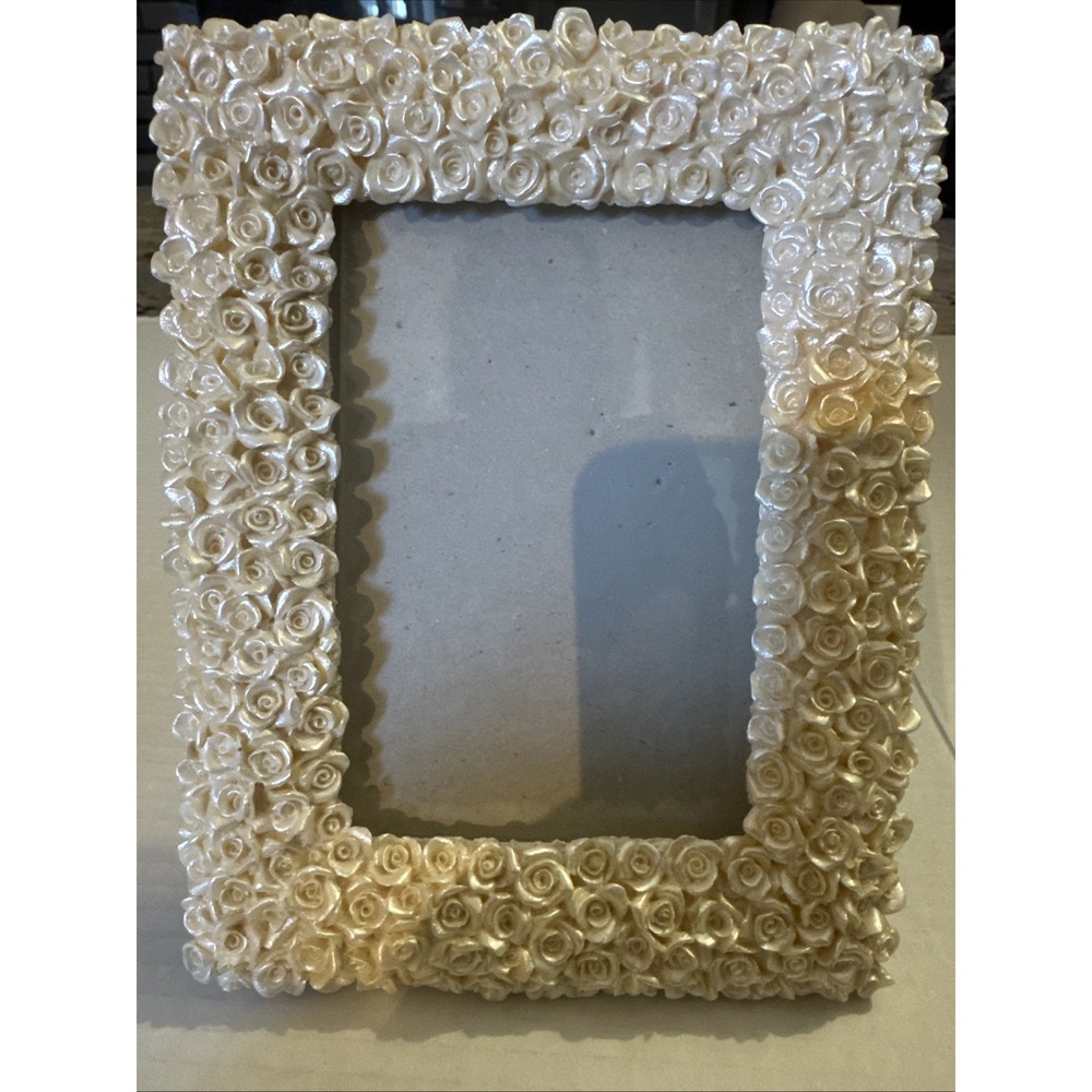Frame 3.5" X 5" 3D White Roses Photo Frame SHABBY CHIC Cottage Wedding